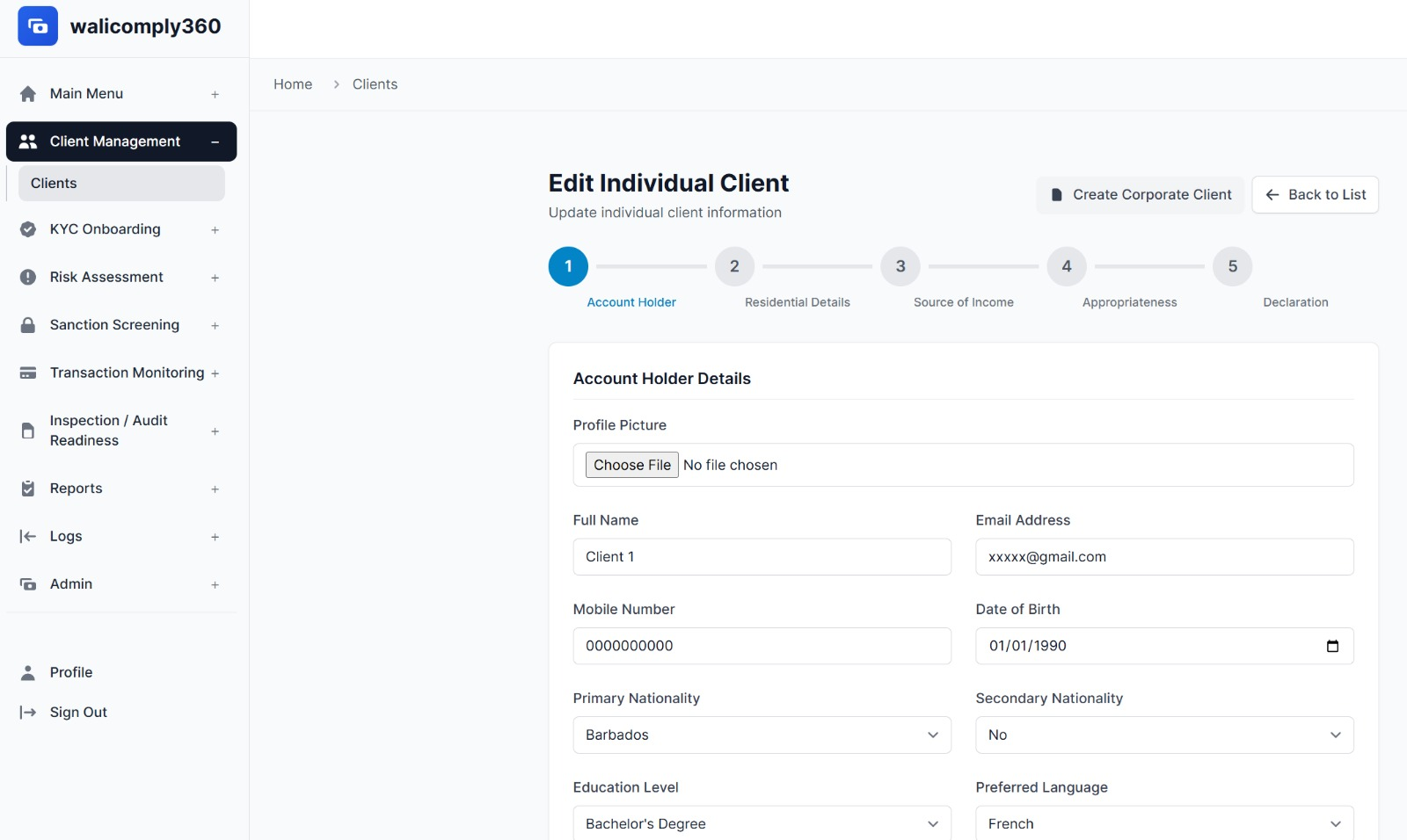 Client Login Module